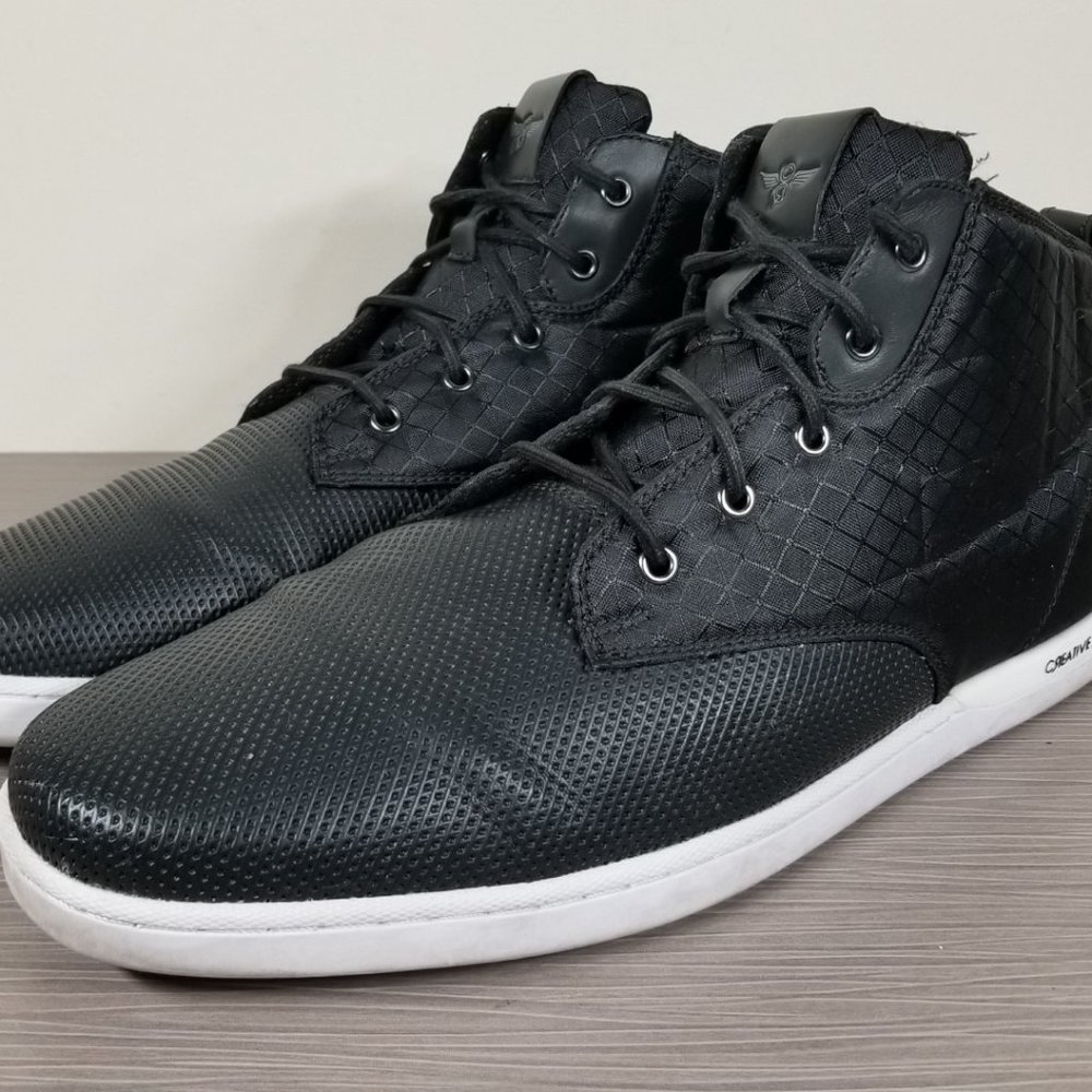 Creative Recreation Vito High Top Sneaker, Black Leather & Textile, Mens Size 13